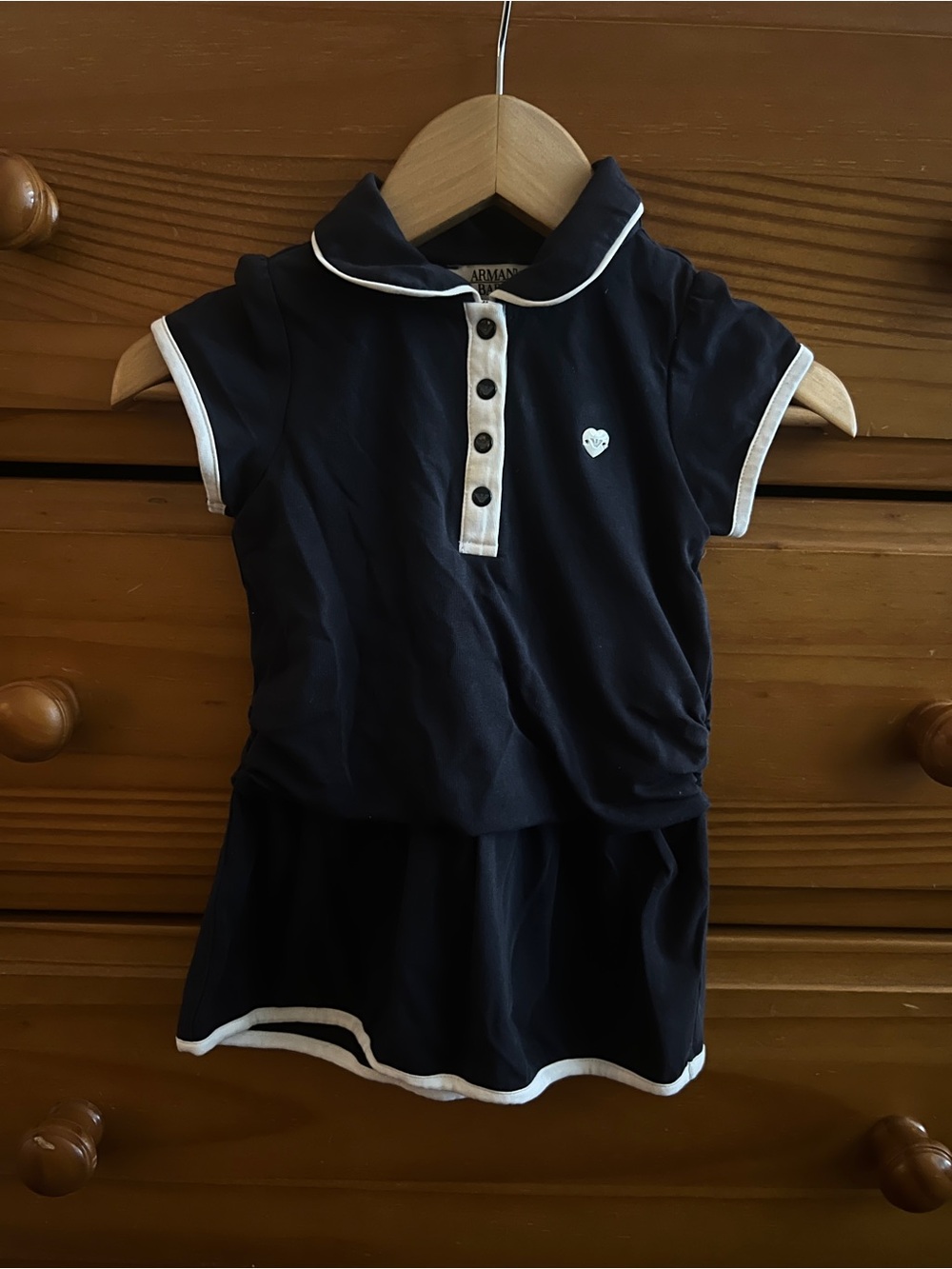 Armani baby Navy Polo Dress with White Trim